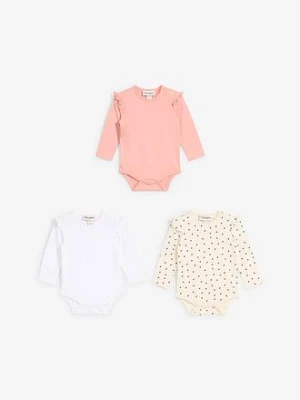 Body niemowlęce z falbankami (3 szt.) z bawełny organicznej bonprix