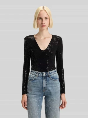 Body o kroju slim fit z błyszczącego dżerseju z dodatkiem streczu model ‘DAMMERY’ HUGO