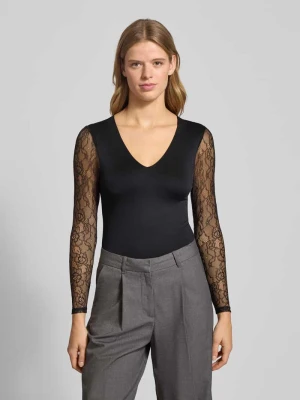 Body o kroju slim fit z koronkowymi rękawami model ‘SIA’ Only