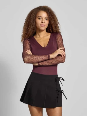 Body o kroju slim fit z koronkowymi rękawami model ‘SIA’ Only