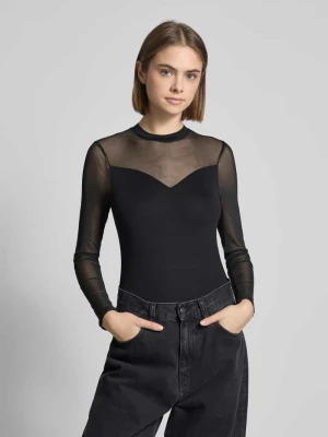 Body o kroju slim fit z półprzezroczysty tyłem model ‘MILLY’ Pieces