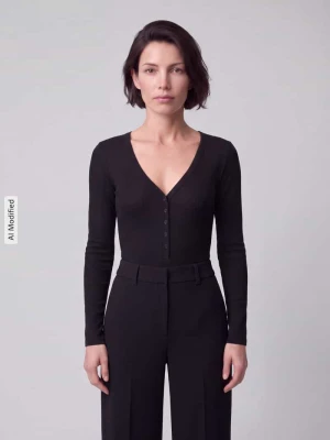 Body Slim Fit z czystej bawełny Jake*s Czarny