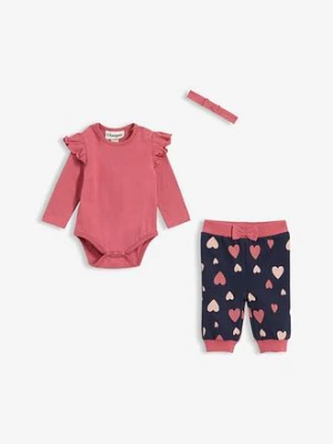 Body, spodnie i opaska na głowę z bawełny organicznej (kompl. 3-częściowy) bonprix