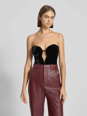 Body z aksamitu z odkrytymi ramionami model ‘ELENI’ bardot