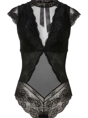 Body z delikatnej koronki BonPrix czarny
