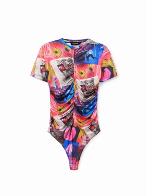 Body z marszczeniem i motywem kolażu Desigual