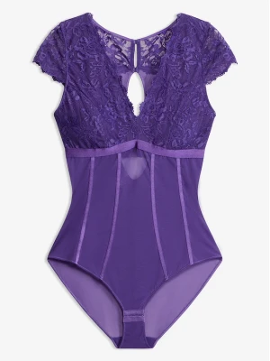 Body z miękką koronką BonPrix fioletowy