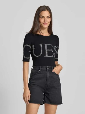 Body z obszyciem kamieniami stras i głębokim dekoltem na plecach Guess