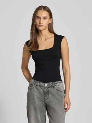 Body z prostokątnym dekoltem model ‘Soft touch’ Gina Tricot Czarny