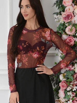Body z siateczki w kwiaty burgund Dalianne Cocomoda.pl - odzież damska, sukienki, buty, dodatki