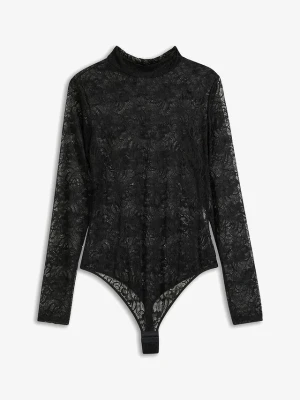 Body ze stringami z koronki BonPrix czarny