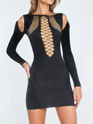 Bodystocking z długim rękawem i głębokim wycięciem – Sara POUPEE