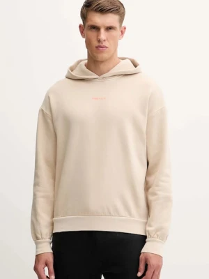 BOGNER Fire+Ice bluza bawełniana ILAY męska kolor beżowy z kapturem z nadrukiem 84429761
