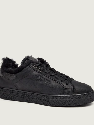Bogner Skórzane sneakersy Cleveland 10 | shearling | z dodatkiem wełny czarny