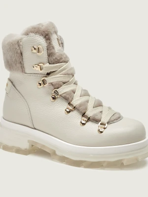 Bogner Skórzane trapery Swansea 9 B | shearling | z dodatkiem wełny ecru