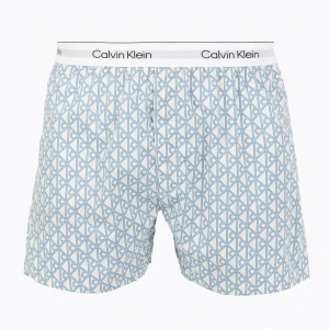 Bokserki Calvin Klein LV00NM2831 Boxer Trad icon cotton emblem chalk/gulf blue