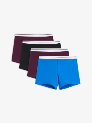 Bokserki damskie, midi, z bawełną organiczną (4 pary) BonPrix czarny