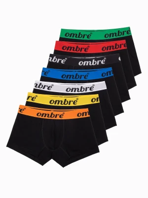 Bokserki męskie bawełniane z kontrastową gumą - 7-pak czarne V1 - Rozmiar: M Ombre Clothing