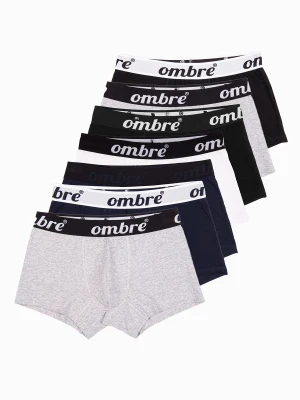 Bokserki męskie bawełniane z kontrastową gumą - 7-pak mix V2 - Rozmiar: XL Ombre Clothing