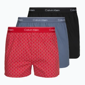 Bokserki męskie Calvin Klein LV00NB4727 Boxer Slim black / prep emblem goji berry / grisai