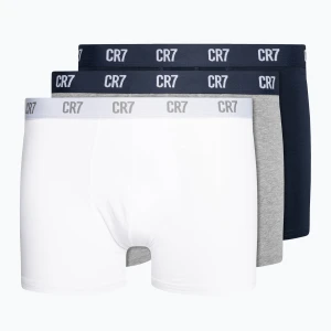 Bokserki męskie CR7 Basic Trunk 3 pary grey melange/ white/ navy