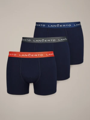 Bokserki Męskie Granatowe z Bawełną - Zestaw 3 Par Lancerto