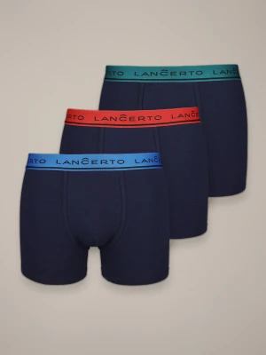 Bokserki Męskie Granatowe z Bawełną - Zestaw 3 Par Lancerto