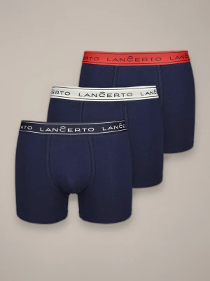 Bokserki Męskie Granatowe z Bawełną - Zestaw 3 Par Lancerto