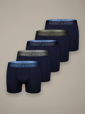 Bokserki Męskie Granatowe z Modalem - Zestaw 5 Par Lancerto