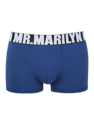 Bokserki męskie klasyczne z logowaną gumą niebieskie Letters Boxer Marilyn