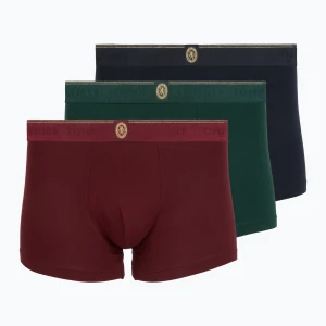 Bokserki męskie Tommy Hilfiger Trunk 3 pack navy blue / nocturnal green / burgundy