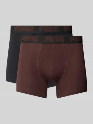 Bokserki o kroju slim fit z mieszanki bawełny w zestaw 2 szt. model 'EVERDAY' Puma Ciemnobrązowy