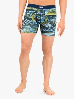 Bokserki Saxx Hot Shot Boxer Brief Fly - water camo/dark ink