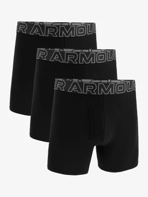 Bokserki termoaktywne Under Armour Performance Cotton 6 in 3-Pack Boxerjock - black/black/steel