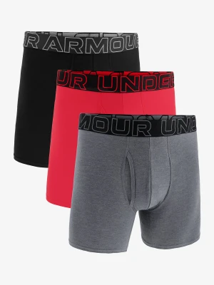 Bokserki termoaktywne Under Armour Performance Cotton 6 in 3-Pack Boxerjock - castlerock full htr/red/steel