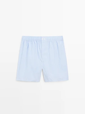 Bokserki W Mikrokratkę Ze 100% Bawełny - Błękitny - Massimo Dutti - Male