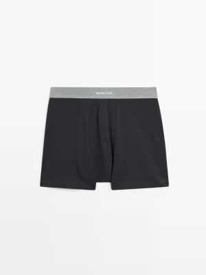 Bokserki Z Logo W Pasie - Ciemnoniebieski - - Massimo Dutti - Mężczyzna