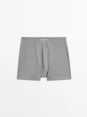 Bokserki Z Logo W Pasie - Szary Melanżowy - - Massimo Dutti - Mężczyzna