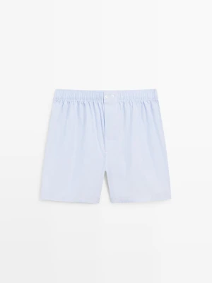 Bokserki Ze 100% Bawełny W Cienkie Paski - Błękitny - - Massimo Dutti - Male