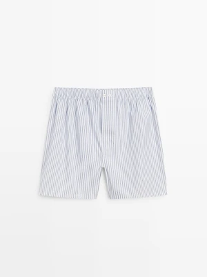 Bokserki Ze 100% Bawełny W Paski - Biały - Massimo Dutti - Male