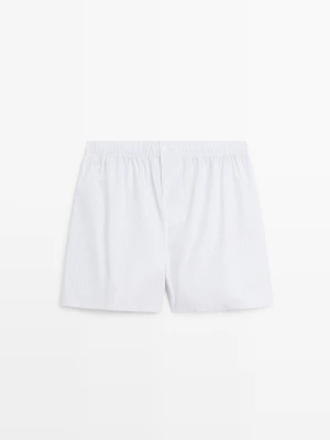 Bokserki Ze 100% Bawełny W Paski - Biały - - Massimo Dutti - Mężczyzna