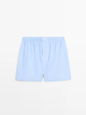 Bokserki Ze 100% Bawełny W Paski - Błękitny - Massimo Dutti - Male