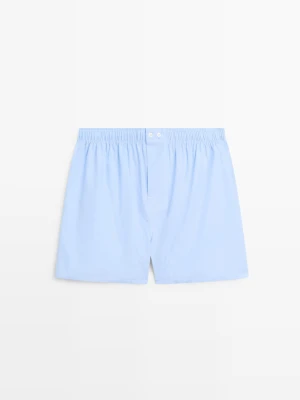 Bokserki Ze 100% Bawełny W Paski - Błękitny - - Massimo Dutti - Mężczyzna