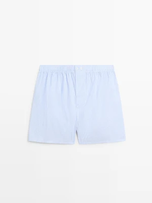 Bokserki Ze 100% Bawełny W Paski - Błękitny - - Massimo Dutti - Mężczyzna