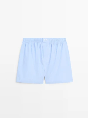 Bokserki Ze 100% Bawełny W Paski - Błękitny - - Massimo Dutti - Mężczyzna