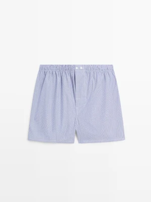Bokserki Ze 100% Bawełny W Paski - Granatowy - Massimo Dutti - Male