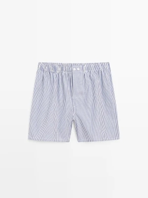 Bokserki Ze 100% Bawełny W Paski - Granatowy - Massimo Dutti - Male