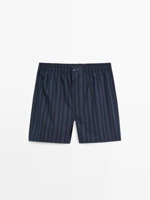 Bokserki Ze 100% Bawełny W Paski - Granatowy - Massimo Dutti - Male