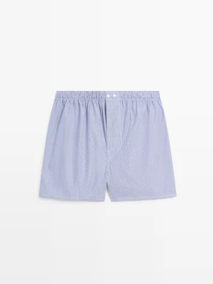 Bokserki Ze 100% Bawełny W Paski - Granatowy - - Massimo Dutti - Mężczyzna
