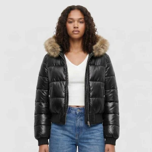 Bomber Fake Fur Hooded Jacket Urban Classics czarny